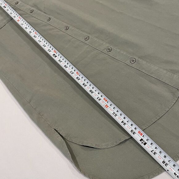 ~ Cloth & Stone XS Shirt Dress Sage Tencel Olive Green Khaki Midi Pockets - Picture 5 of 12